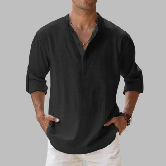 Lomerio | Heren Bandkraag Henley Shirt