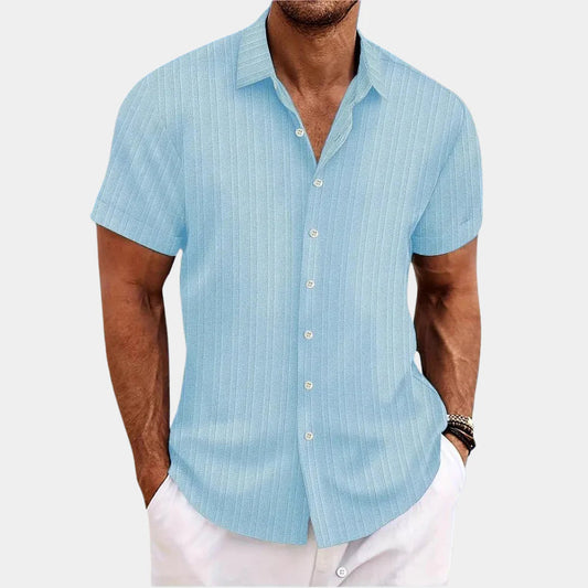 Lomerio | Heren Gestreepte Korte Mouwen Shirt
