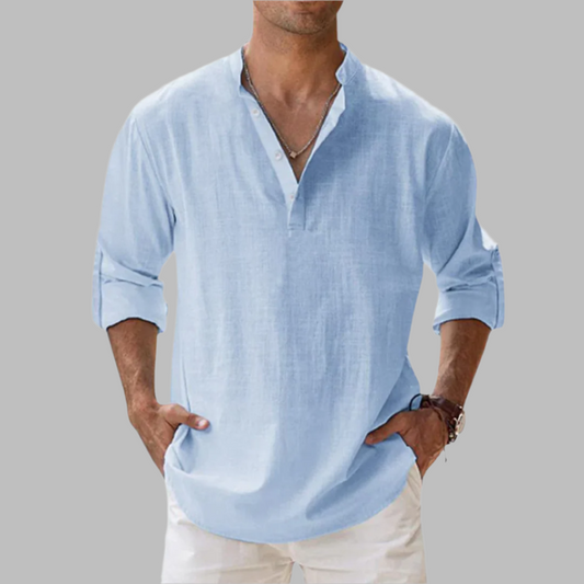 Lomerio | Heren Bandkraag Henley Shirt