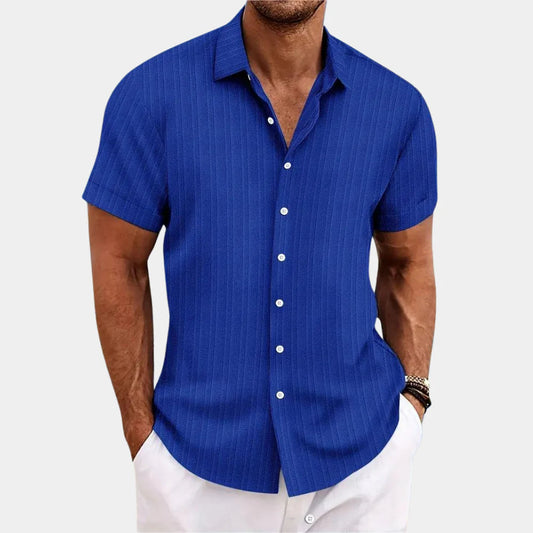 Lomerio | Heren Gestreepte Korte Mouwen Shirt